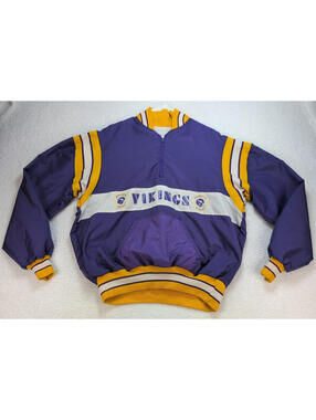 Vintage DeLong Minnesota Viking Pullover Windbreaker Jacket Mens LG Made in USA